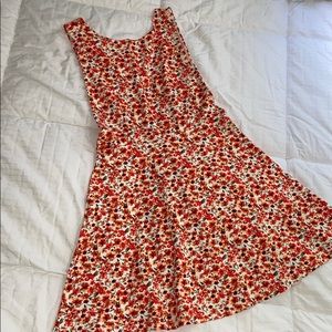 Floral low cut back swing dress